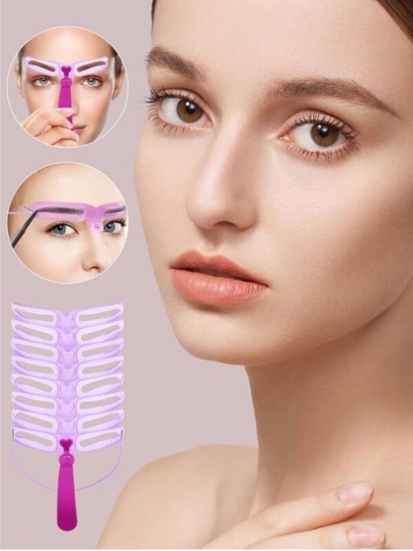 8 Paires de Pochoir à Sourcils Portatif Réutilisable, Outil de Maquillage – Image 5