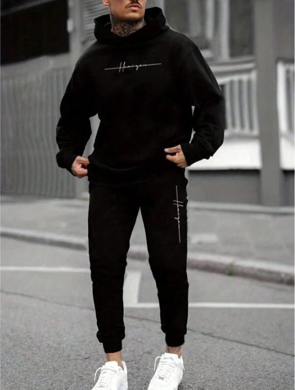 Ensemble sweat à capuche et pantalon à imprimé lettre pour hommes