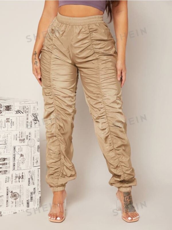 Pantalon Empilé Froncé Uni