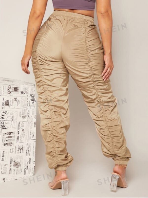 Pantalon Empilé Froncé Uni – Image 3