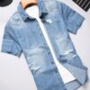 Chemise en jean Chemise en jean patchée avec poche déchirée pour hommes 26 décembre 2024 Kotazando