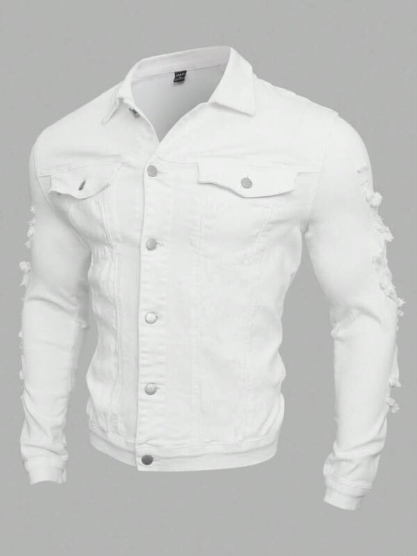 Jacket en Jean blanche de style décontracté coupe slim pour hommes