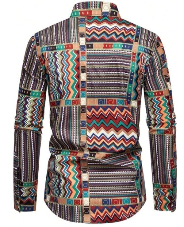 Chemise boutonnée à imprimé chevron pour hommes – Image 3