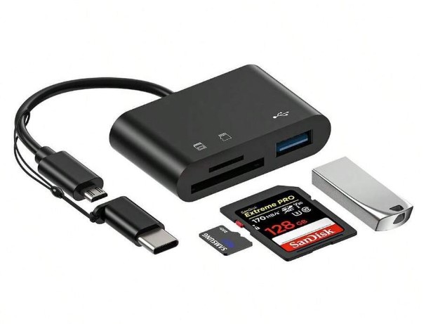 Lecteur de carte 3 en 1 Type C + Micro USB 2 Lecteur de carte 3 en 1 Type C + Micro USB