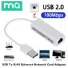 Lecteur gratuit USB 2.0 vers RJ45 carte réseau 10/100 Mbps
