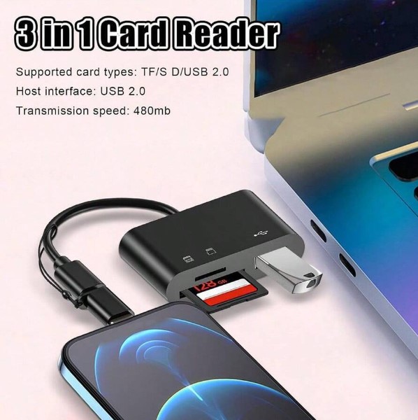 Lecteur de carte 3 en 1 Type C + Micro USB 4 Lecteur de carte 3 en 1 Type C + Micro USB – Image 3