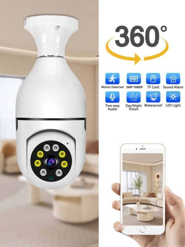 Caméra de surveillance en forme d'ampoule créative Reletech 360 °