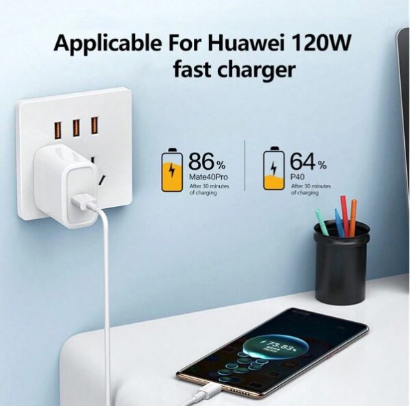 USB Type C, 120 W, 10 A, cordon de charge tressé à charge rapide – Image 3