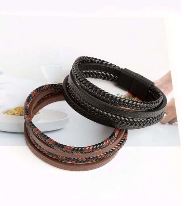 Bracelet en cuir multicouche classique pour hommes – Image 4