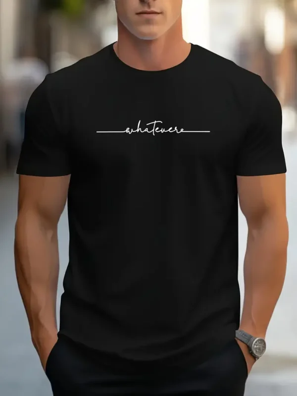 T-shirt à manches courtes et col ras du cou pour homme avec imprimé de lettres manuscrites (Copie)