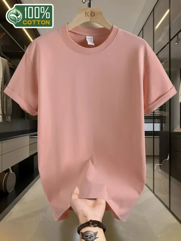 T-shirt uni 100 % coton pour homme