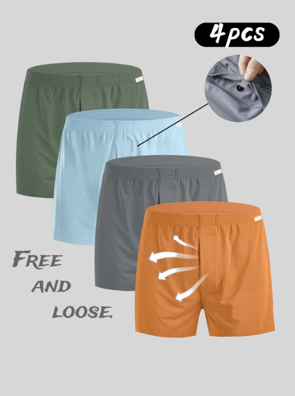 Boxer en soie glacée pour hommes, sous-vêtements amples et confortables 2 Boxer en soie glacée pour hommes, sous-vêtements amples et confortables