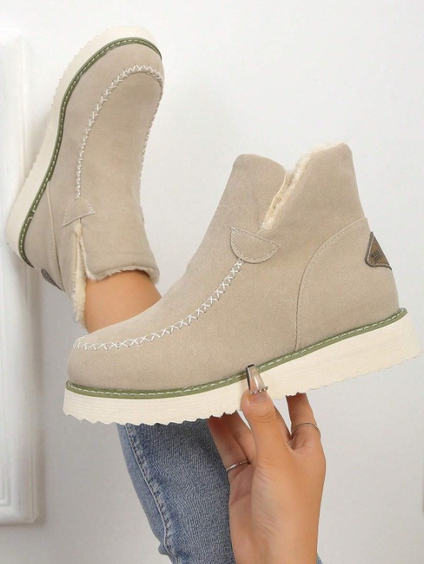 Bottines de neige courtes et plates décontractées pour femmes 2 Bottines de neige courtes et plates décontractées pour femmes