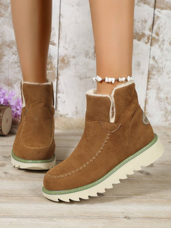 Bottines de neige courtes et plates décontractées pour femmes 12 Bottines de neige courtes et plates décontractées pour femmes – Image 11