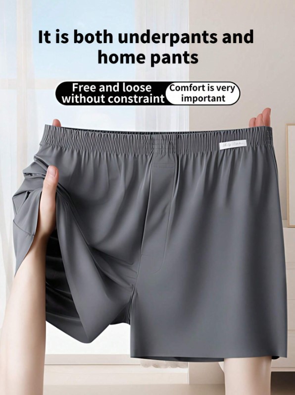 Boxer en soie glacée pour hommes, sous-vêtements amples et confortables 4 Boxer en soie glacée pour hommes, sous-vêtements amples et confortables – Image 3