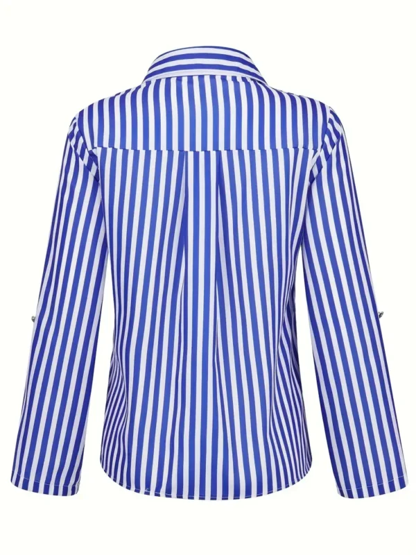 Chemise boutonnée à imprimé rayé, chemise de travail élégante – Image 4