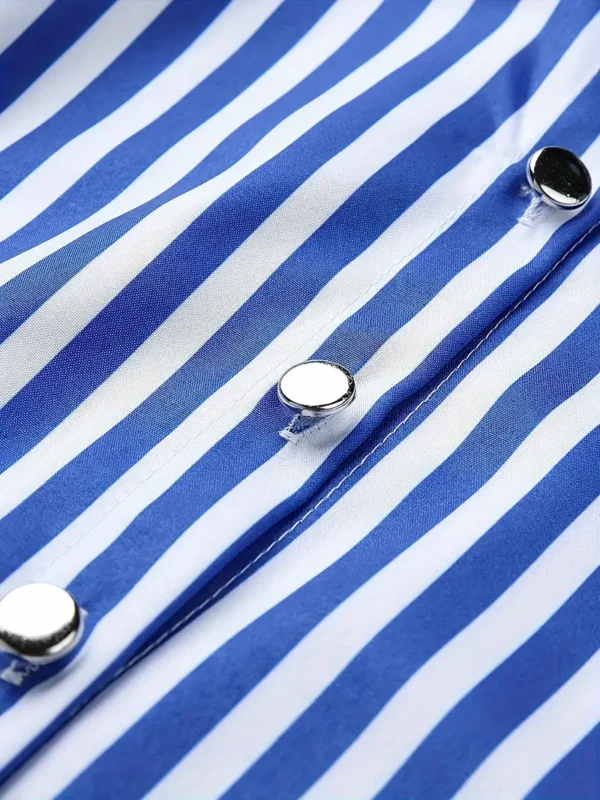 Chemise boutonnée à imprimé rayé, chemise de travail élégante – Image 6