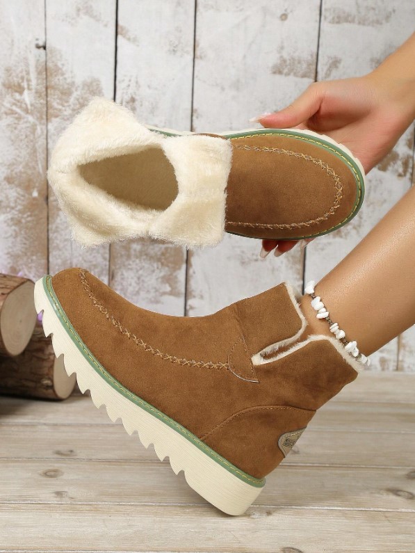 Bottines de neige courtes et plates décontractées pour femmes 10 Bottines de neige courtes et plates décontractées pour femmes – Image 9