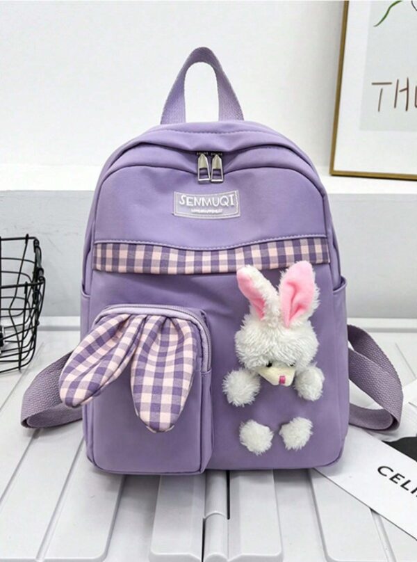 Sac à dos à motif à carreaux Kawaii, sac d'école de style Preppy mignon