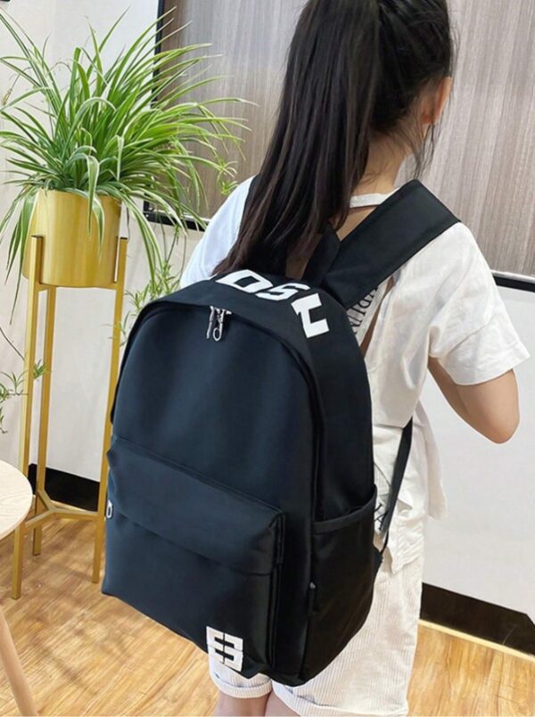 Sac à dos d'école multi-poches de couleur unie de grande capacité