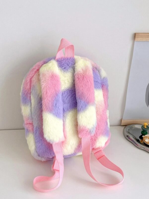 Sac à dos moelleux brodé licorne color block pour fille – Image 4