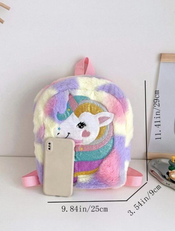 Sac à dos moelleux brodé licorne color block pour fille – Image 5