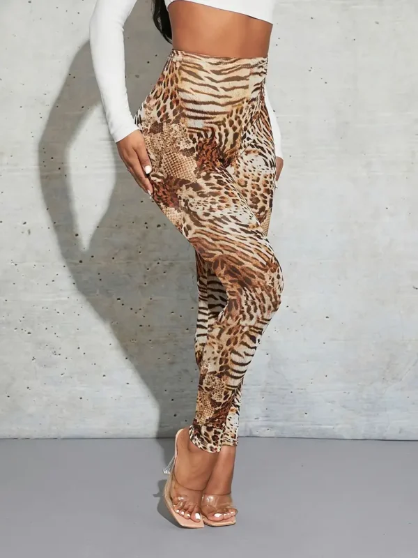 Leggings taille haute à imprimé rayures tigrées, leggings skinny extensibles décontractés pour tous les jours, vêtements pour femmes – Image 2