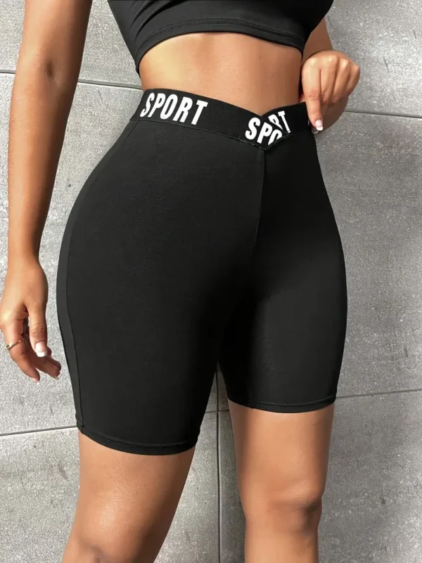 Short taille haute à bande de lettres Short taille haute à bande de lettres, short skinny sportif décontracté août 9, 2024 Kotazando