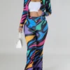 Ensemble pantalon décontracté à imprimé intégral Ensemble pantalon décontracté à imprimé intégral, vêtements d'extérieur à manches longues et à taille haute avec pantalon évasé, vêtements pour femmes 26 décembre 2024 Kotazando
