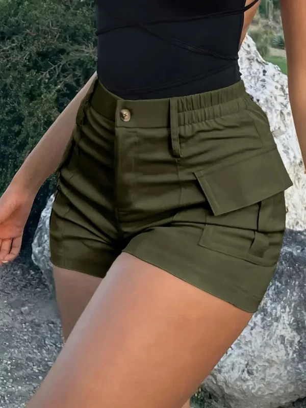 Short cargo taille haute avec poche à rabat Short cargo taille haute avec poche à rabat, short tendance pour les vacances pour le printemps et l'été, vêtements pour femmes 11 août 2024 Kotazando