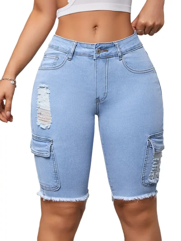 Short bermuda en jean extensible à taille haute pour femme Short bermuda en jean extensible à taille haute pour femme, ourlet déchiré tendance, short en jean longueur genou streetwear août 11, 2024 Kotazando