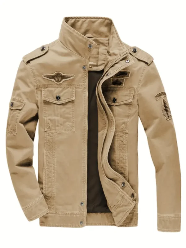 Jacket de moto zippée à manches longues en pur coton pour homme