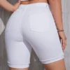 Short Bermuda élégant en stretch blanc uni pour femme avec double boutonnage et poignets roulés Short en jean Bermuda extensible blanc uni pour femme, short en jean polyvalent déchiré à ourlet retroussé août 11, 2024 Kotazando