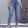 Short en jean coupe skinny décontracté à ourlet retroussé et cordon de serrage blanc uni Pantalon en jean skinny stretch délavé bleu style décontracté avec fermeture éclair et bouton, jeans et vêtements en denim pour femmes août 11, 2024 Kotazando