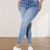 Jean slim délavé Jean slim délavé, poches obliques très extensibles, jeans moulants en denim pour femmes et vêtements août 11, 2024 Kotazando