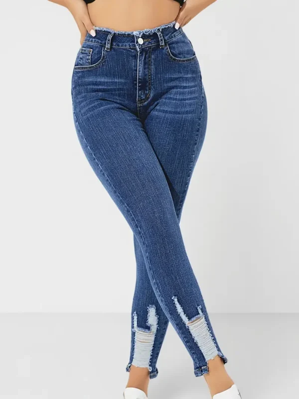 Jean skinny taille haute à coupe slim, jean moulant polyvalent et extensible, jeans et vêtements en denim pour femmes – Image 2