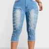 Jean Capri à coutures brutes Jean Capri à coutures brutes, pantalon en denim Capri extensible à poches fendues, jeans et vêtements en denim pour femmes août 11, 2024 Kotazando