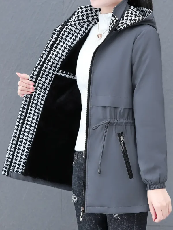 Veste coupe-vent à capuche zippée, veste décontractée à manches longues avec cordon de serrage à la taille et poches zippées pour le printemps et l'automne, vêtements pour femmes