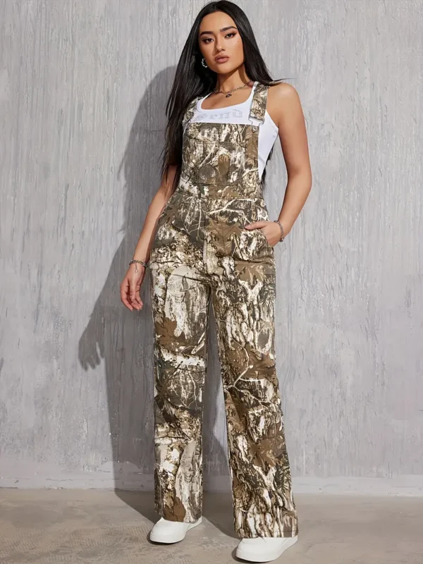 Salopette en jean à imprimé camouflage pour femme Salopette en jean à imprimé camouflage pour femme, combinaison en jean tendance avec poches, sans manches, style décontracté 14 août 2024 Kotazando