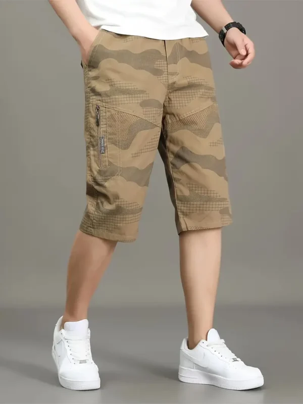 Short cargo ample à taille élastique avec poches latérales pour homme Short cargo ample à taille élastique avec poches latérales pour homme, motif camouflage décontracté, pour les loisirs en plein air et le travail en été 15 août 2024 Kotazando