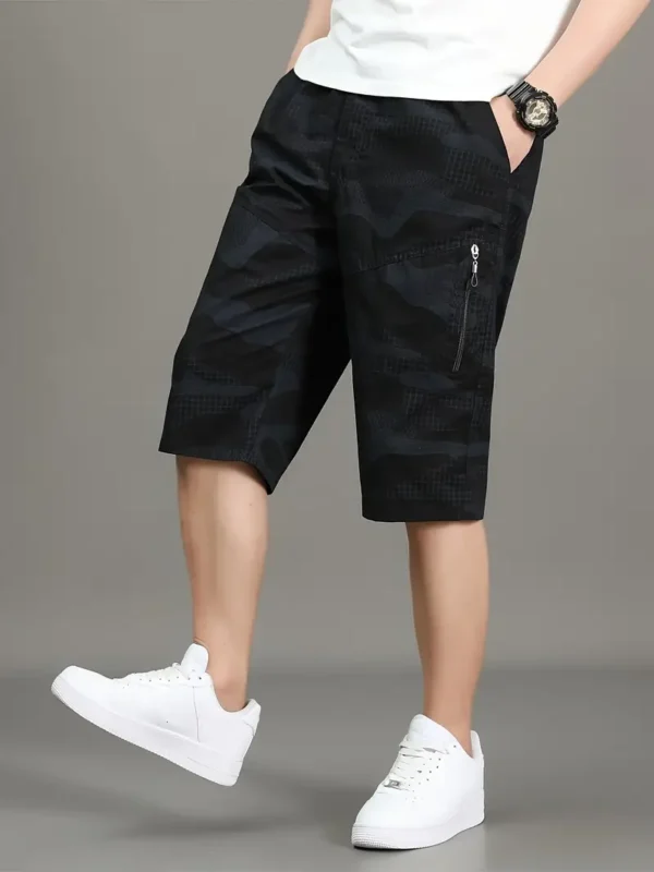 Short cargo ample à taille élastique avec poches latérales pour homme, motif camouflage décontracté, pour les loisirs en plein air et le travail en été