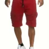 Short long en pur coton uni pour homme avec cordon de serrage et poches Pantalon cargo à cordon de serrage pour homme de couleur unie avec poches, pantalon ample décontracté à la taille août 16, 2024 Kotazando