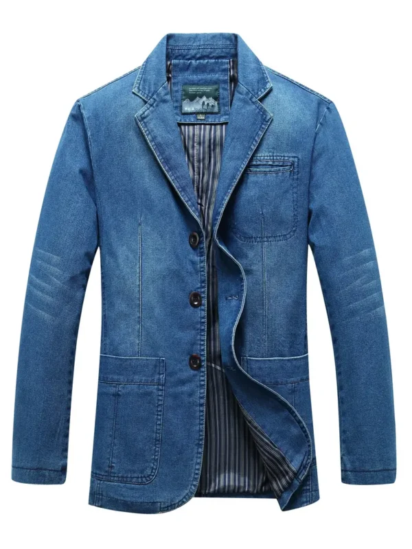 Blazer en jean à manches longues pour homme, coupe décontractée