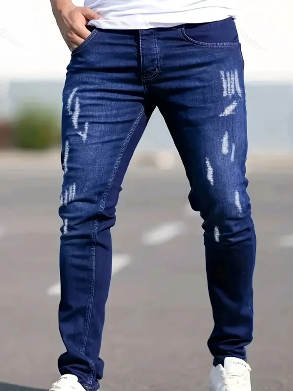 Jean déchiré pour homme, pantalon en denim coupe skinny