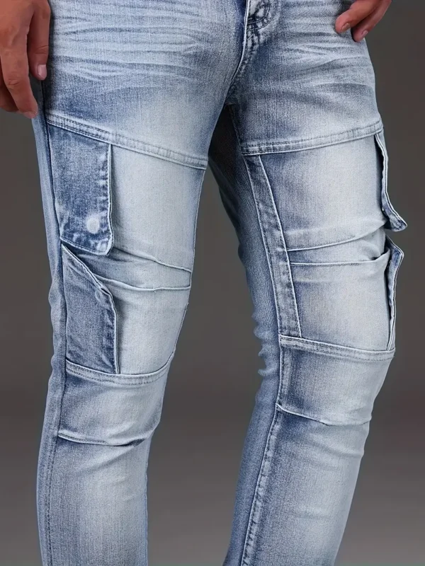 Jean slim chic pour motard, pantalon en denim extensible moyen pour homme
