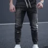 Jean bleu vintage déchiré à motif graffiti pour homme Jean slim décontracté à revers pour homme avec cordon de serrage, pantalon en denim polyvalent de style urbain pour homme août 17, 2024 Kotazando