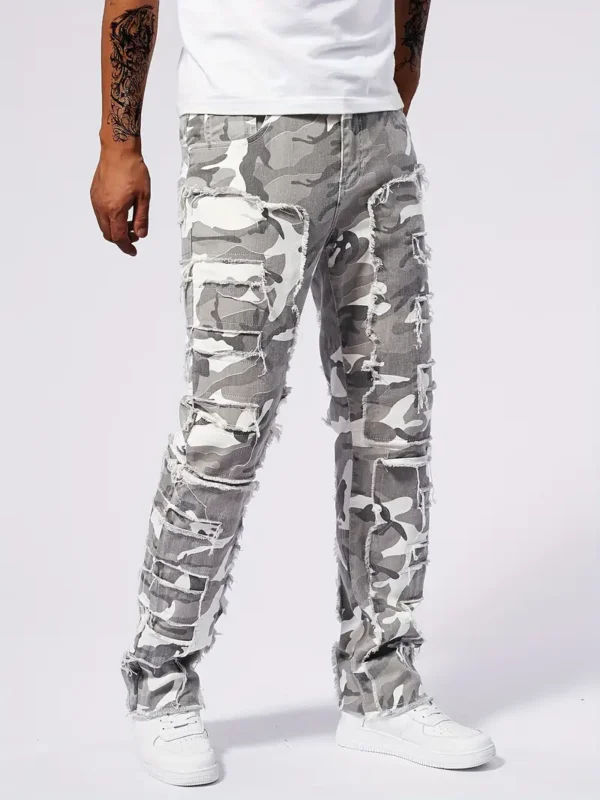 Pantalon en jean effiloché à imprimé graphique camouflage pour homme avec poches Pantalon en jean effiloché à imprimé graphique camouflage pour homme avec poches 18 août 2024 Kotazando