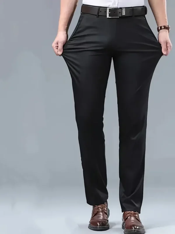 Pantalon habillé légèrement extensible de couleur unie pour homme pour les occasions de bureau, toutes saisons