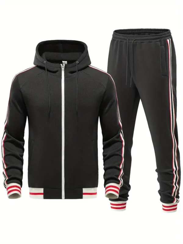 Ensemble sweat-shirt à capuche et pantalon de jogging à rayures colorées pour homme