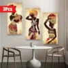 Lot de 3 peintures sur toile représentant une femme noire africaine ethnique